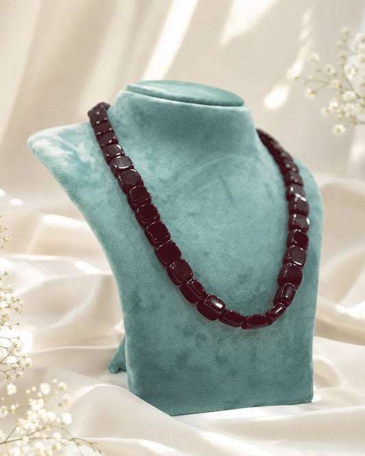 Ruby Square Bead Necklace