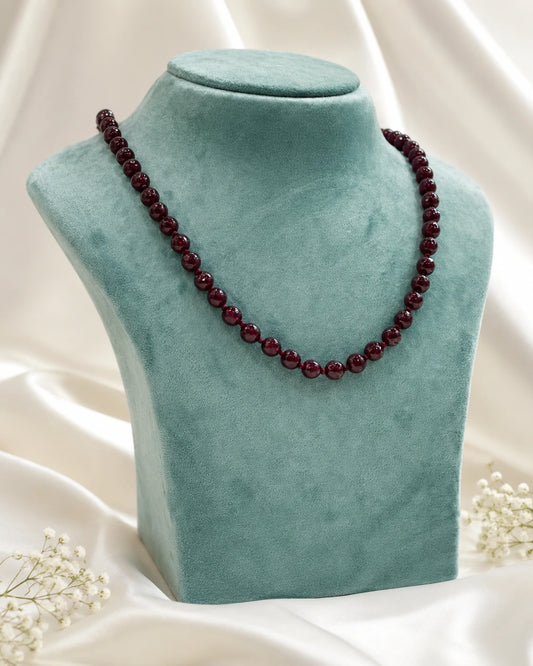 Deep Maroon Natural Stone Mala