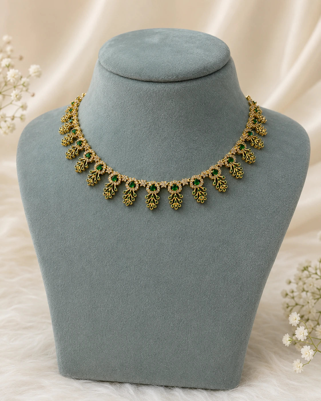 Emerald Leaf Drop Necklace