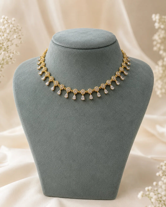 Teardrop Stone Micro-Plated Necklace