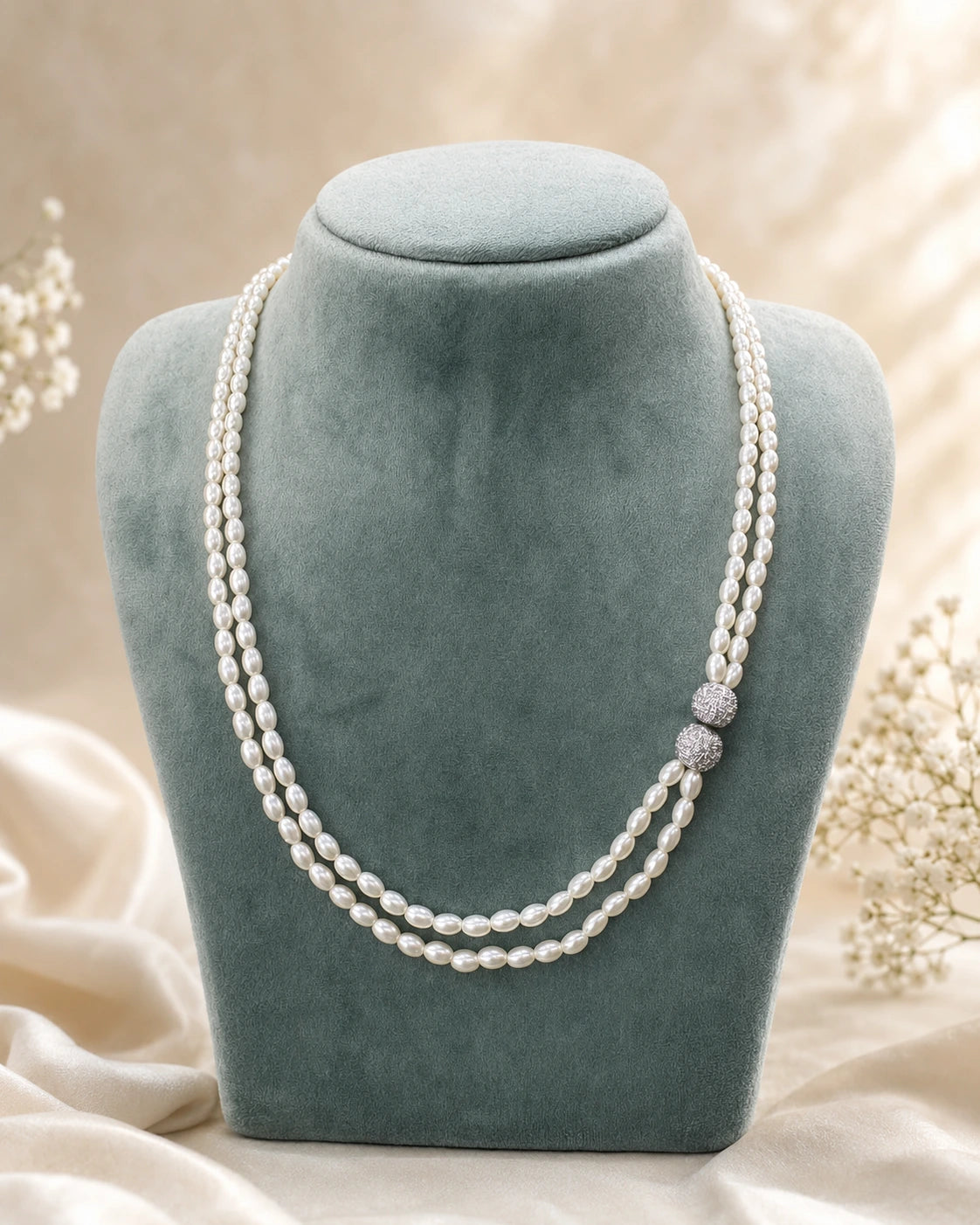 Double Layer Rice Pearl Mala