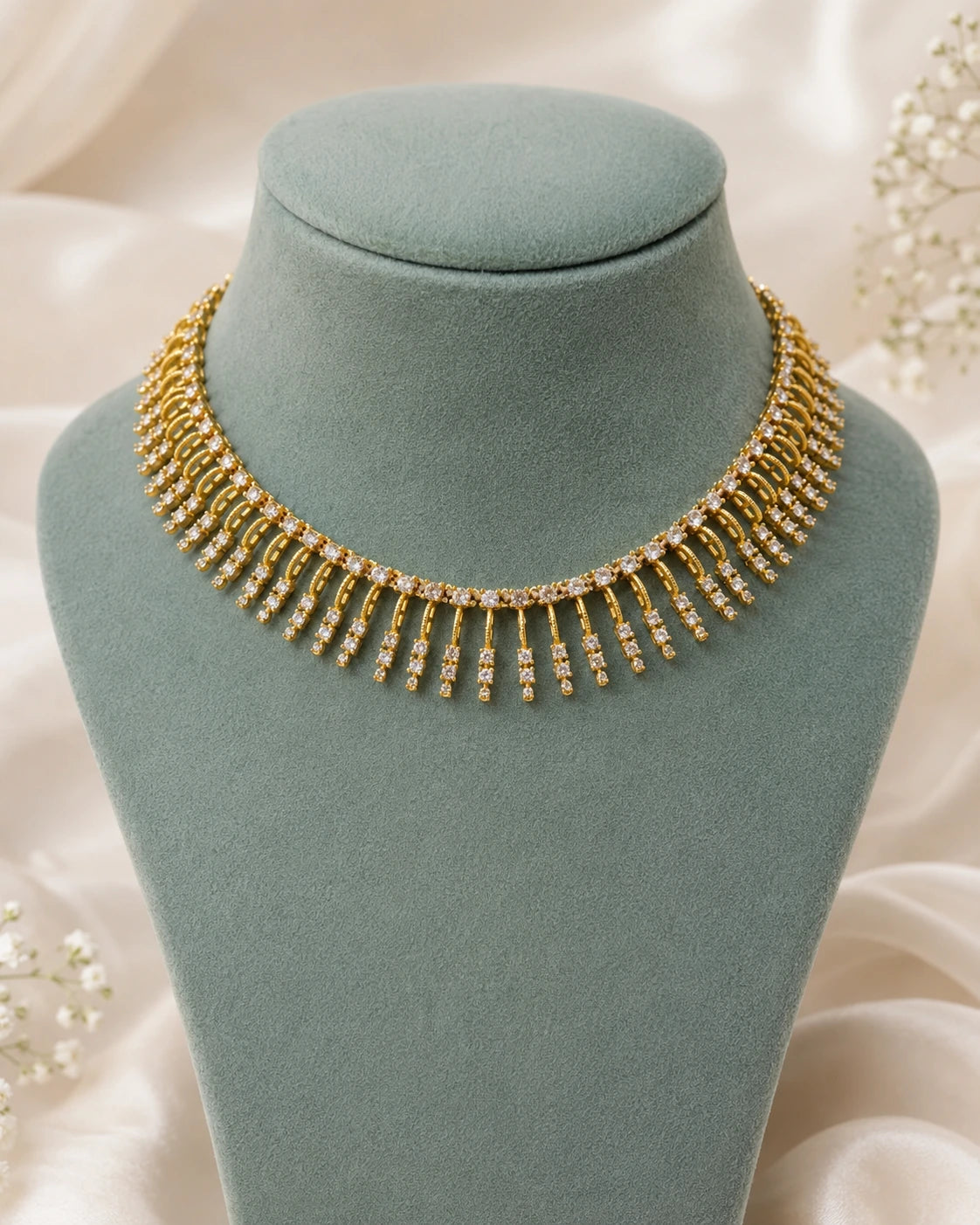 Clear Stone Fringe Necklace