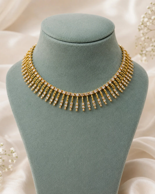 Clear Stone Fringe Necklace