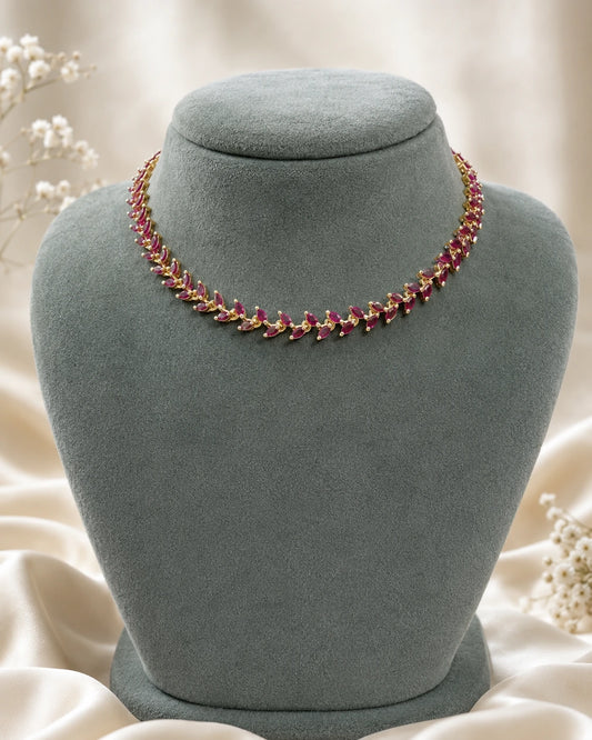 Ruby Leaf Micro-Plated Necklace
