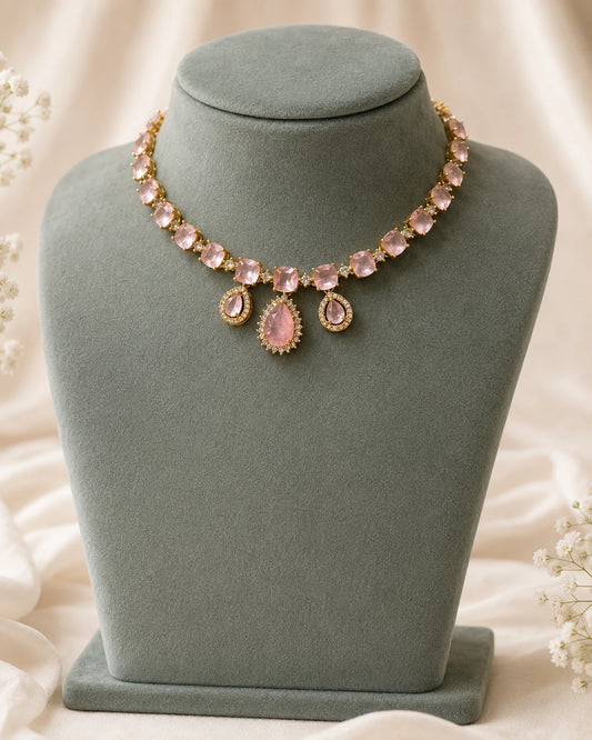 Pink Teardrop Pendant Necklace