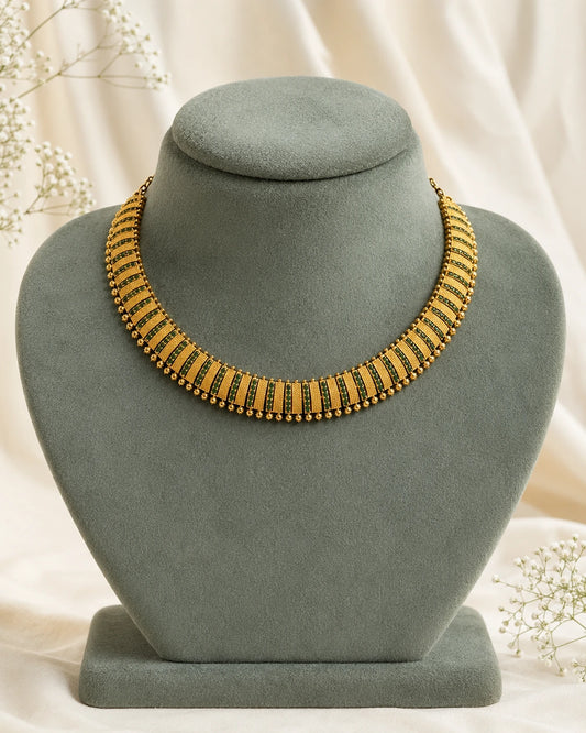 Green Striped Micro-Plated Necklace