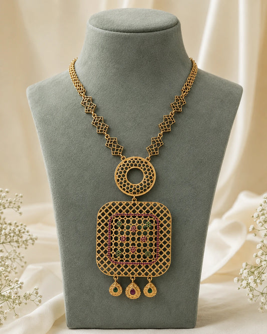 Geometric Pendant Micro-Plated Necklace