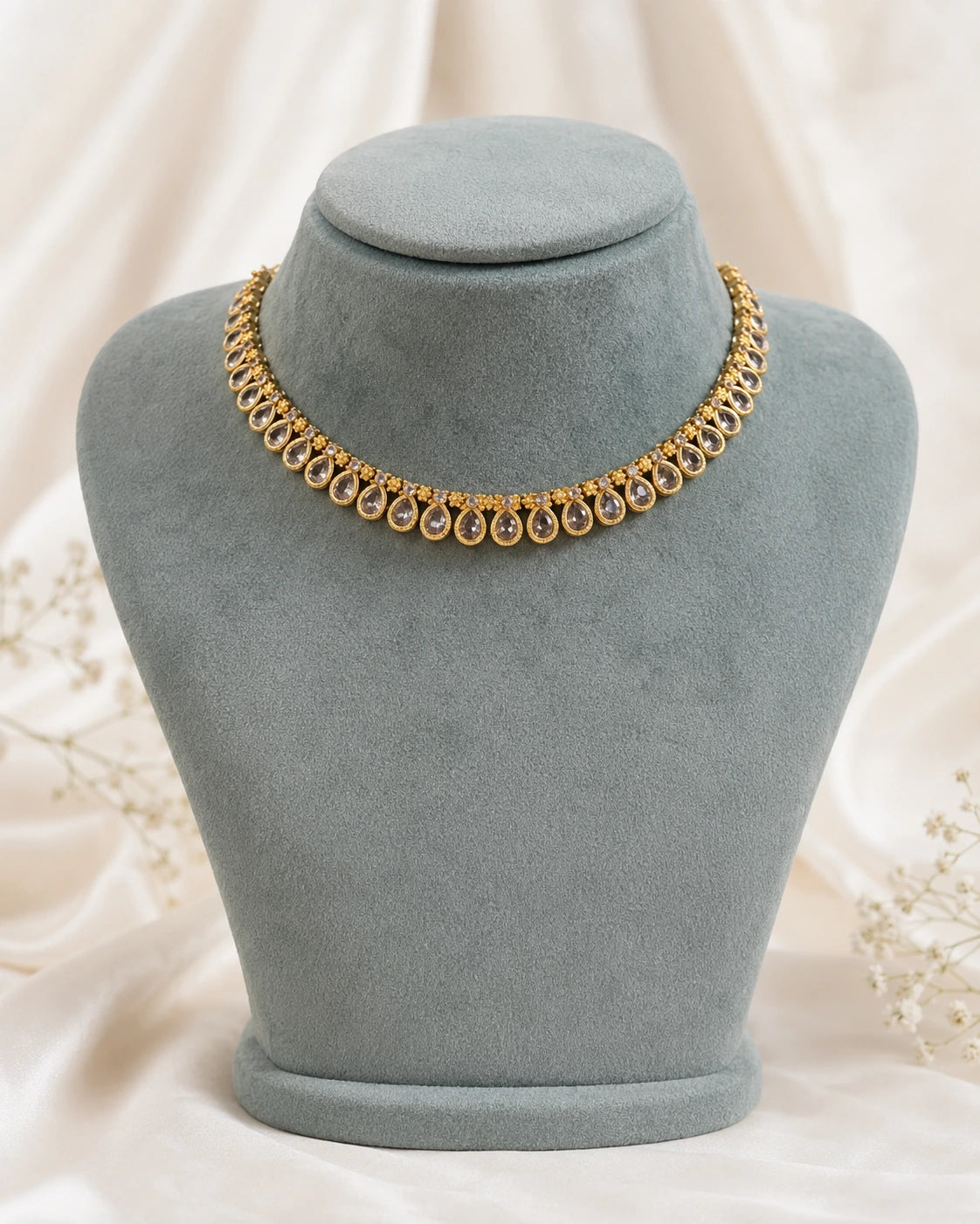 Clear Teardrop Stone Necklace
