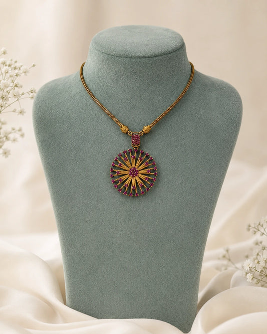 Ruby Sunburst Pendant Necklace