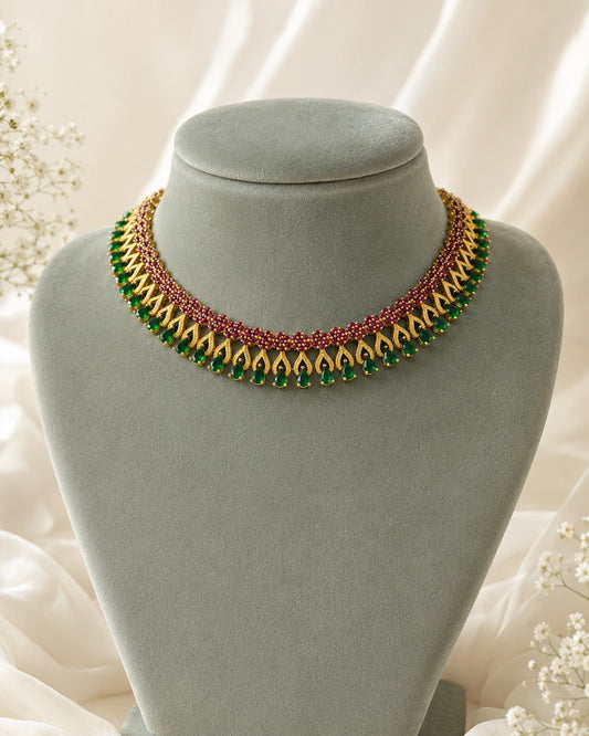 Ruby Green Leaf Necklace