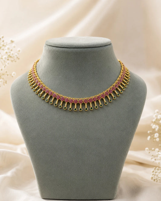 Ruby Floral Drop Necklace