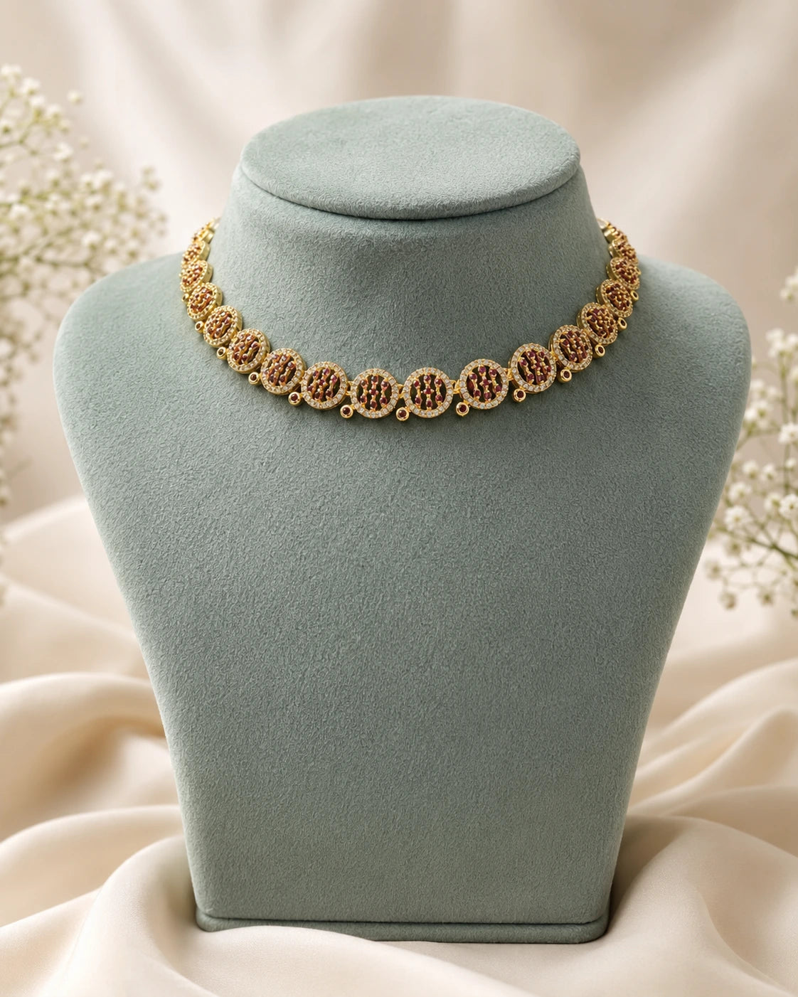 Ruby Circular Motif Necklace