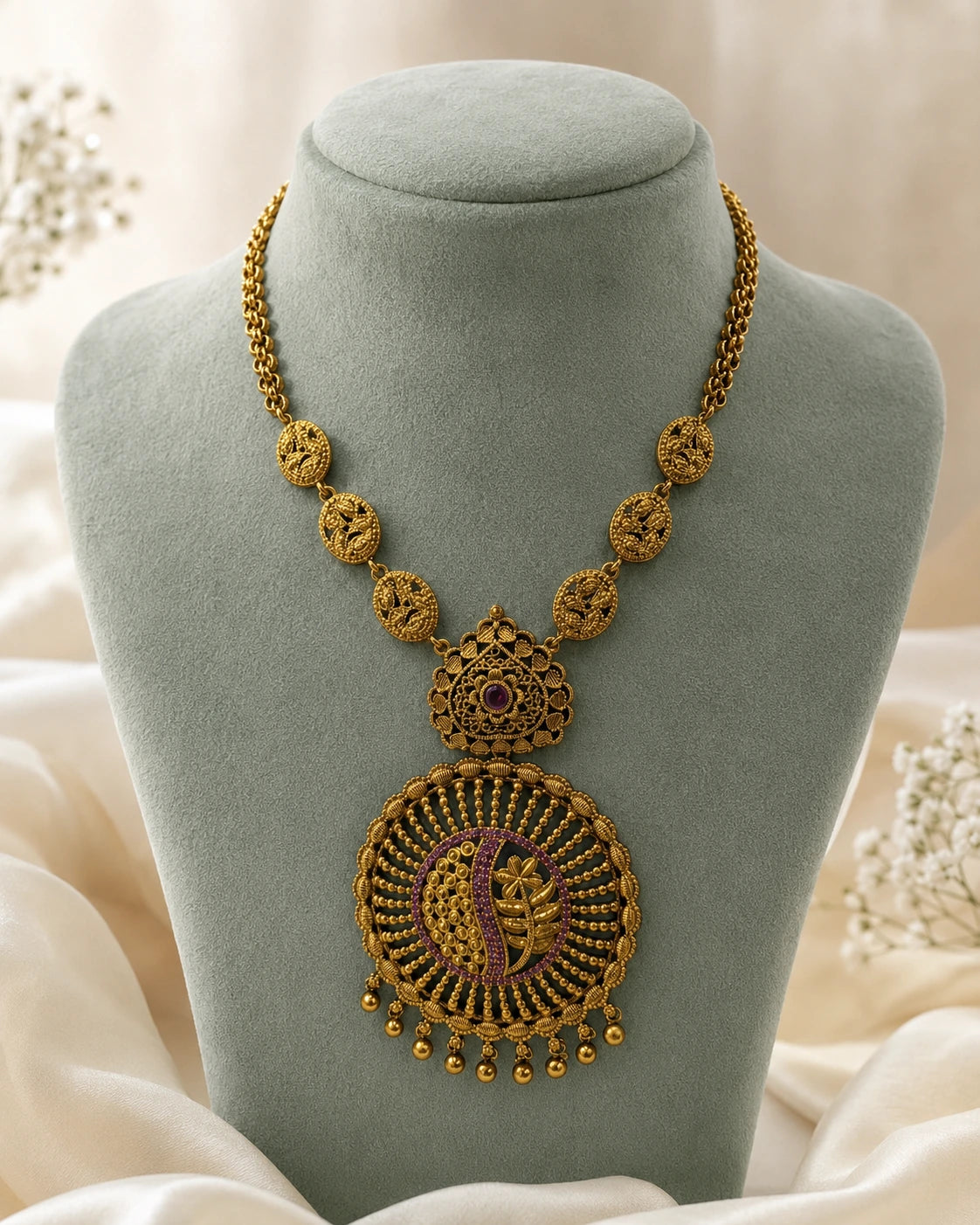 Peacock Medallion Pendant Necklace