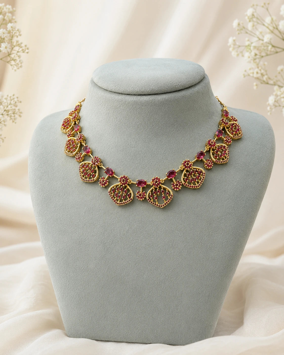Ruby Green Drop Necklace