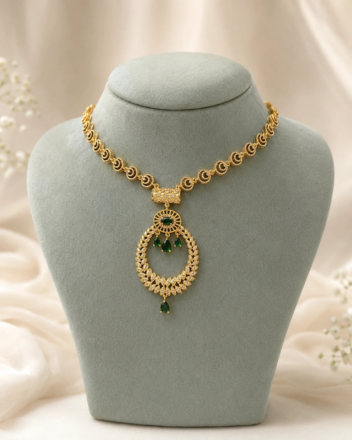 Emerald Teardrop Leaf Necklace