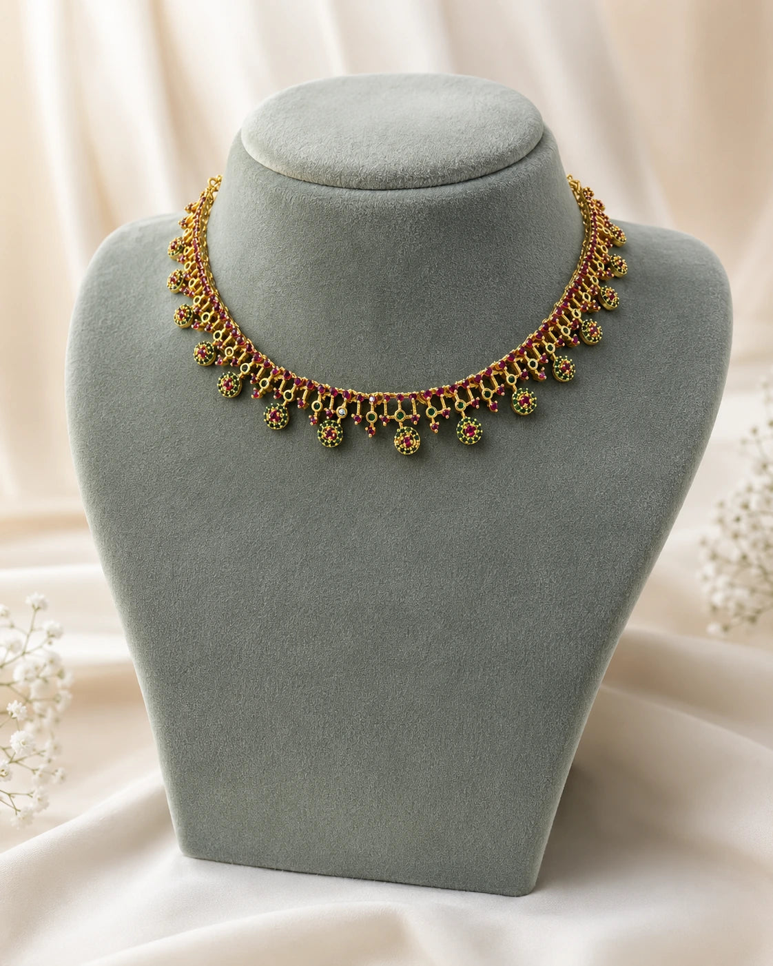 Ruby Green Drop Necklace