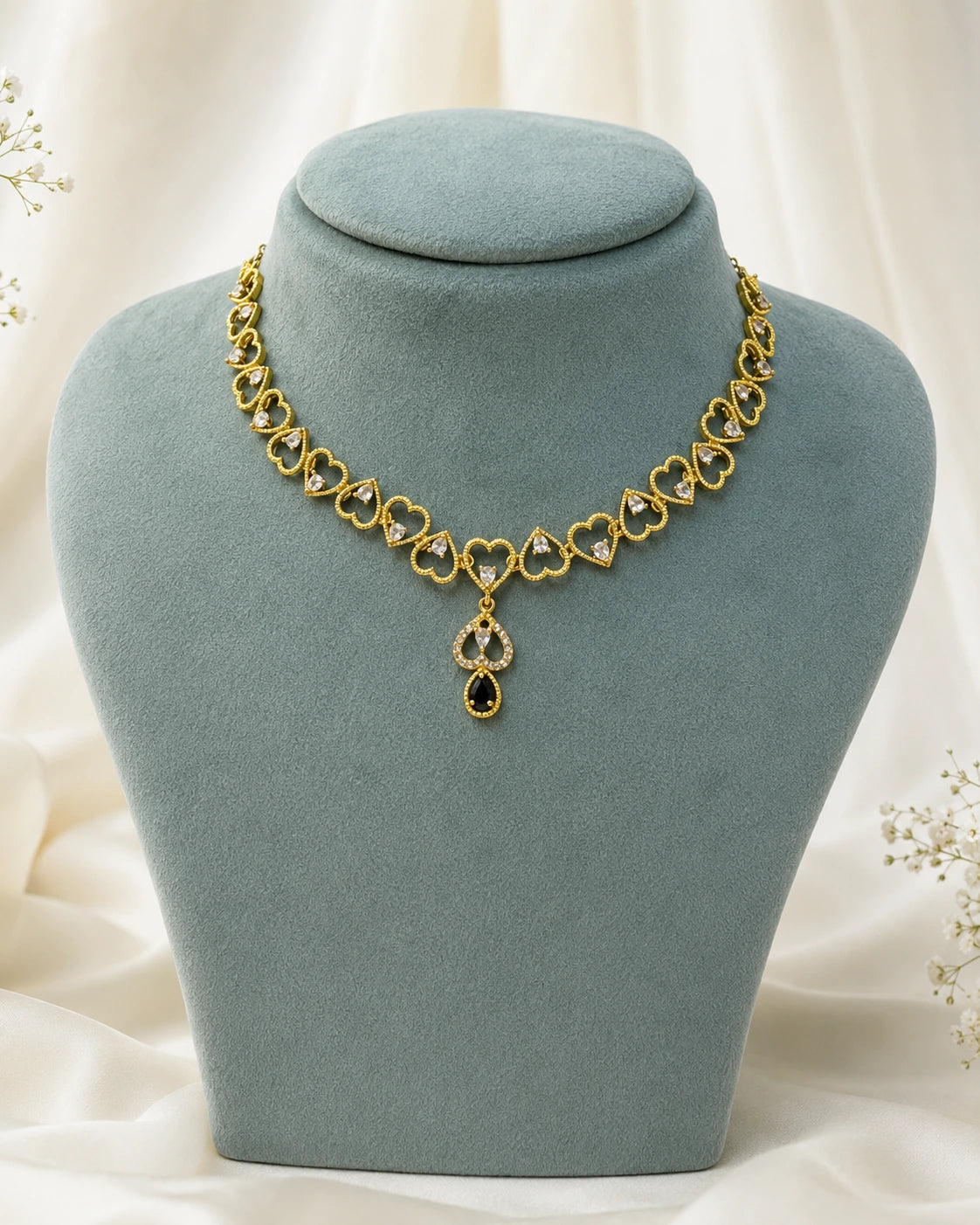 Black Teardrop Heart Necklace