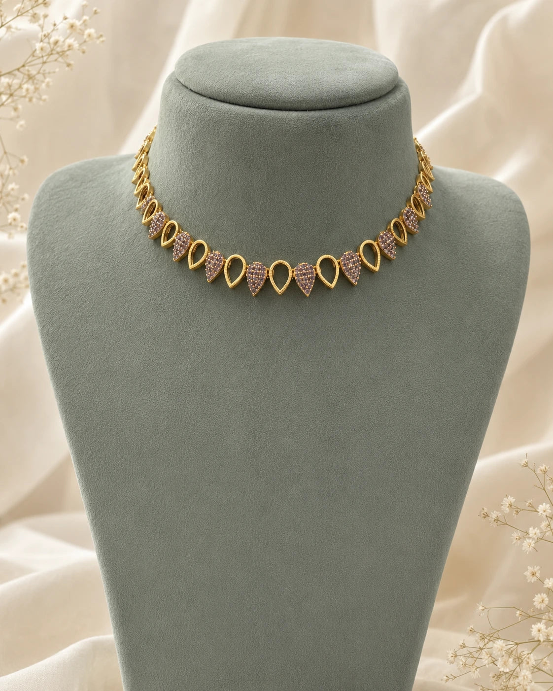 Ruby Teardrop Choker Necklace