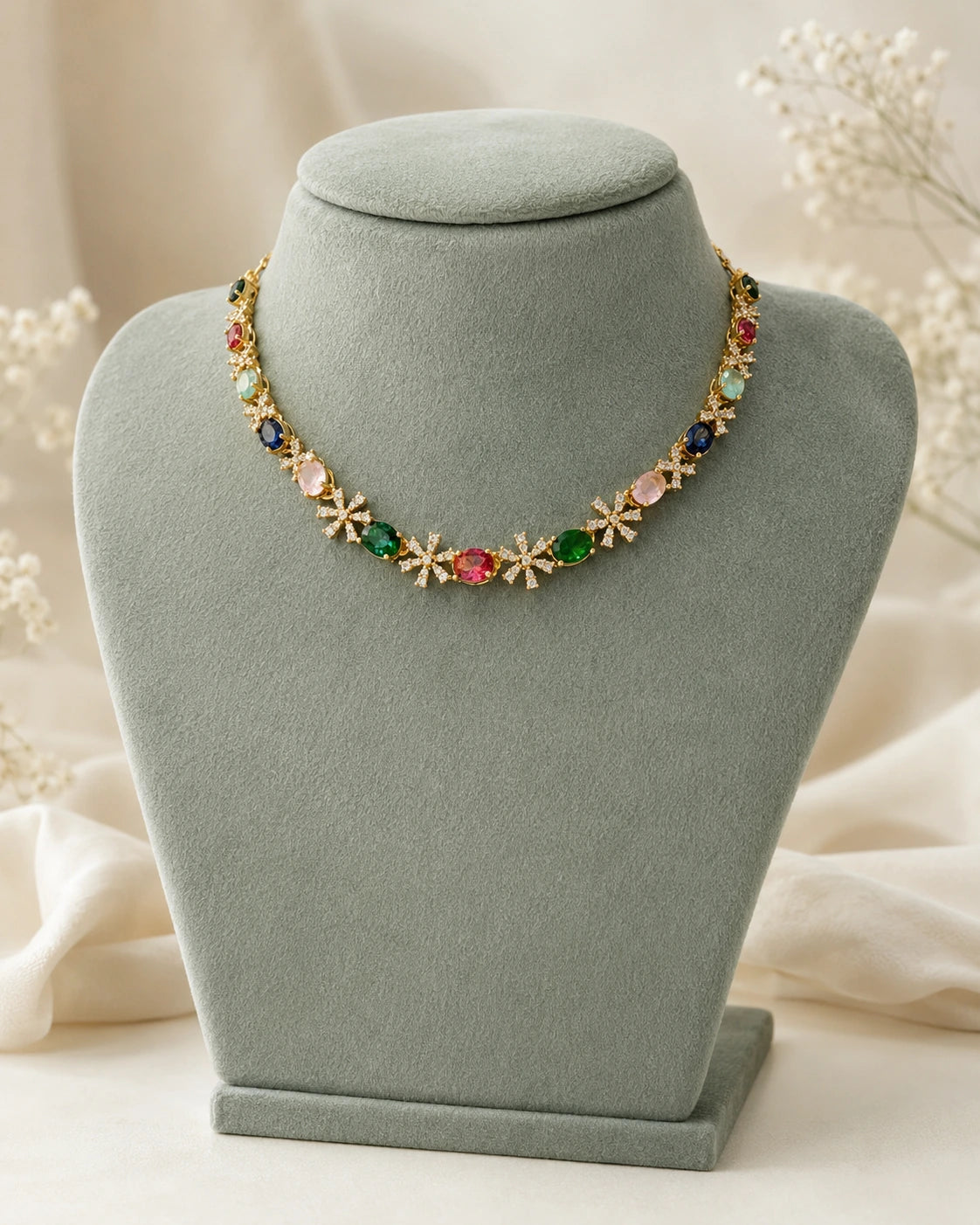 Multicolour Floral Stone Necklace
