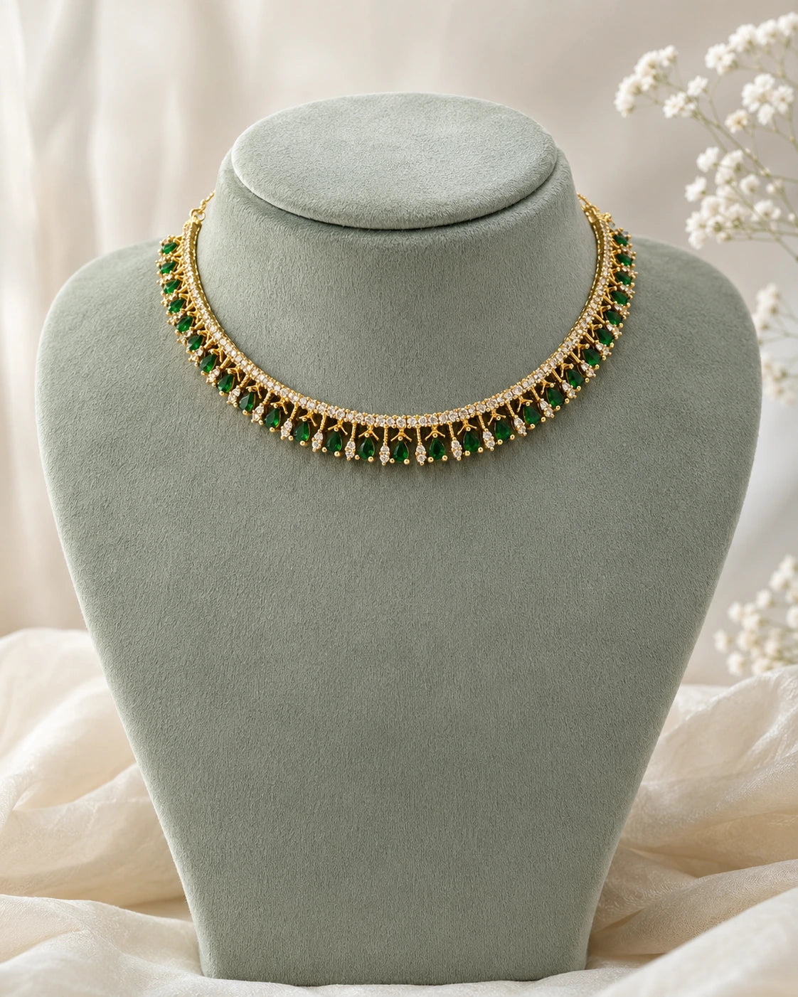 Ruby Green Teardrop Necklace
