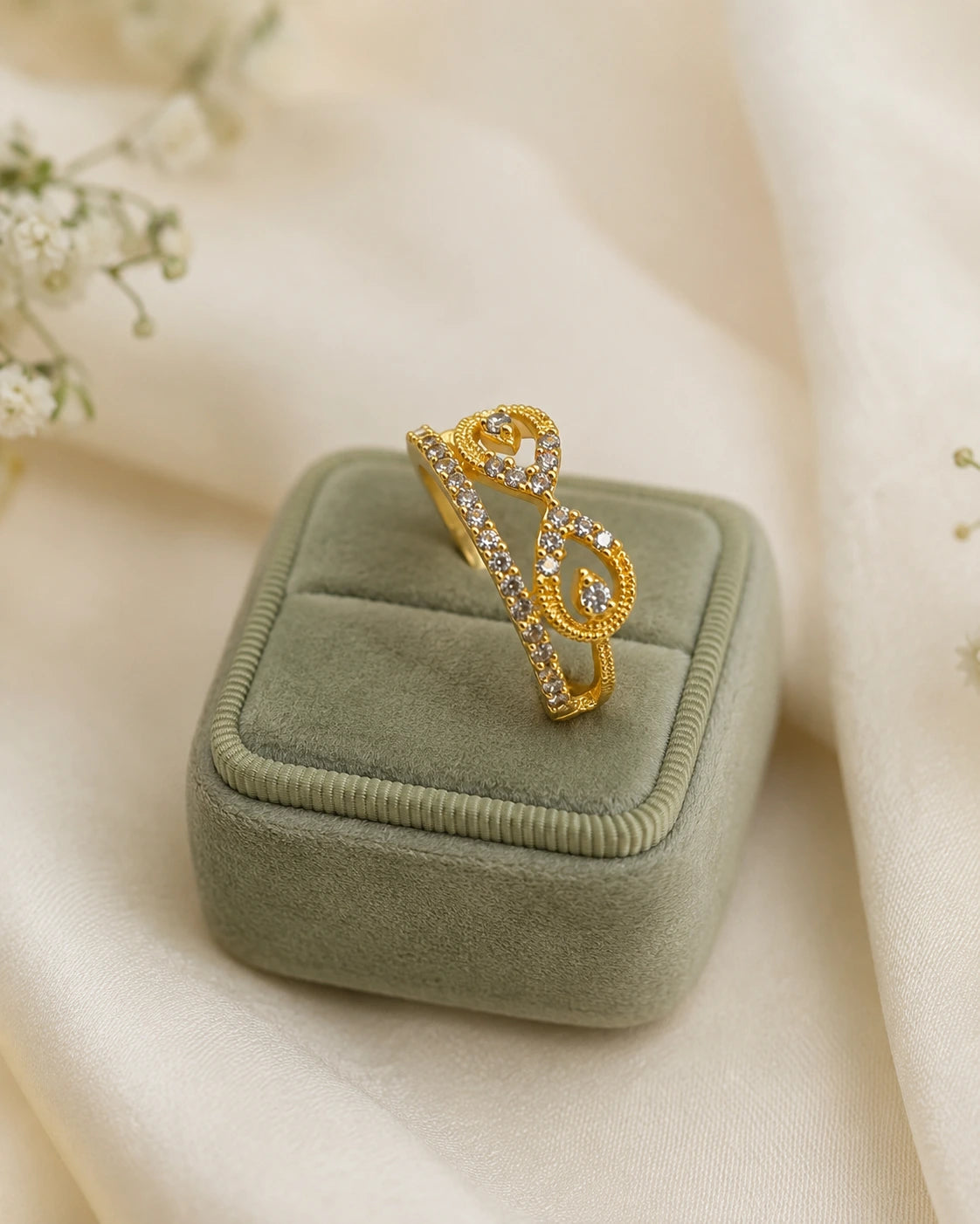 White Stone Swirl Ring