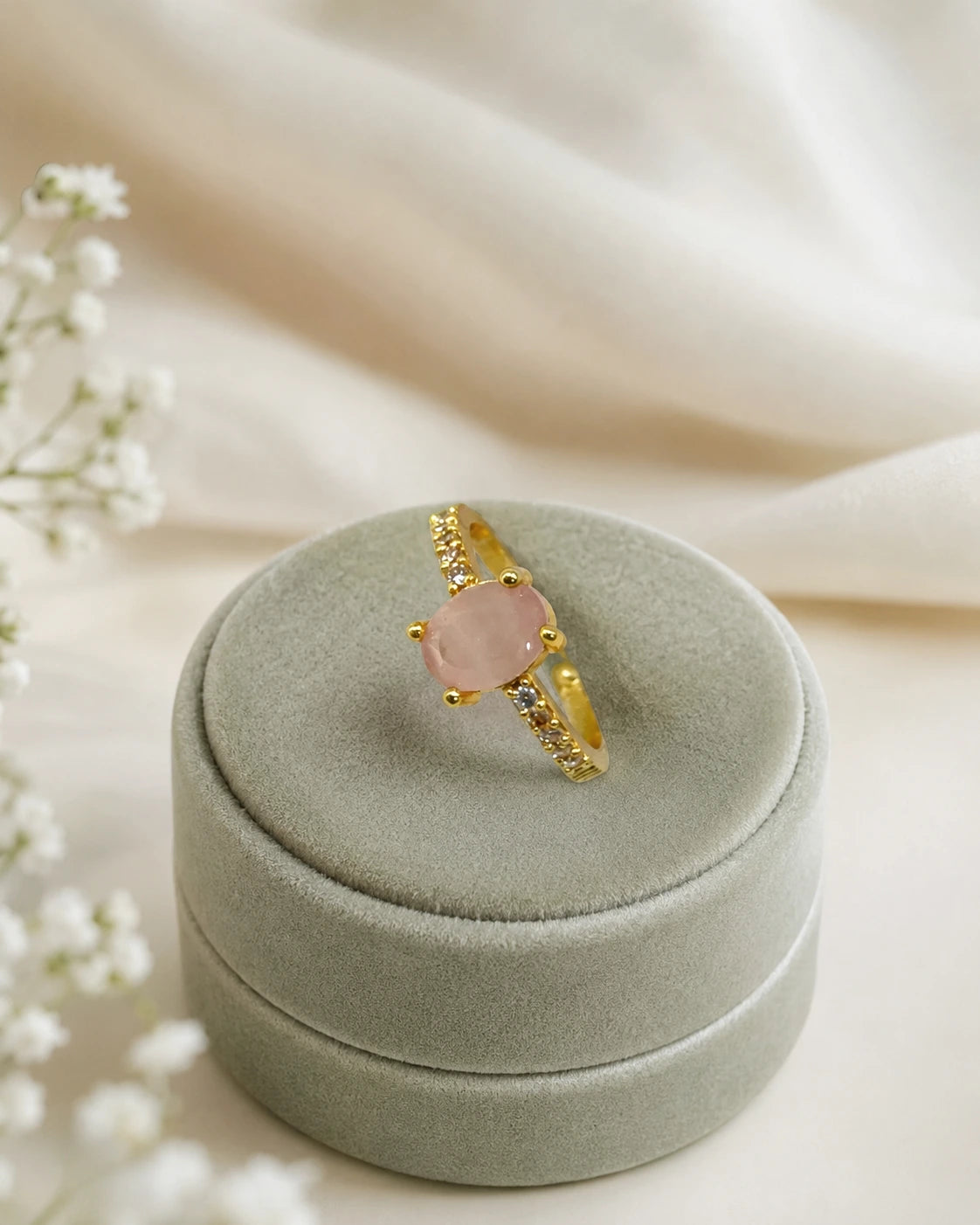 Pink Oval Stone Ring