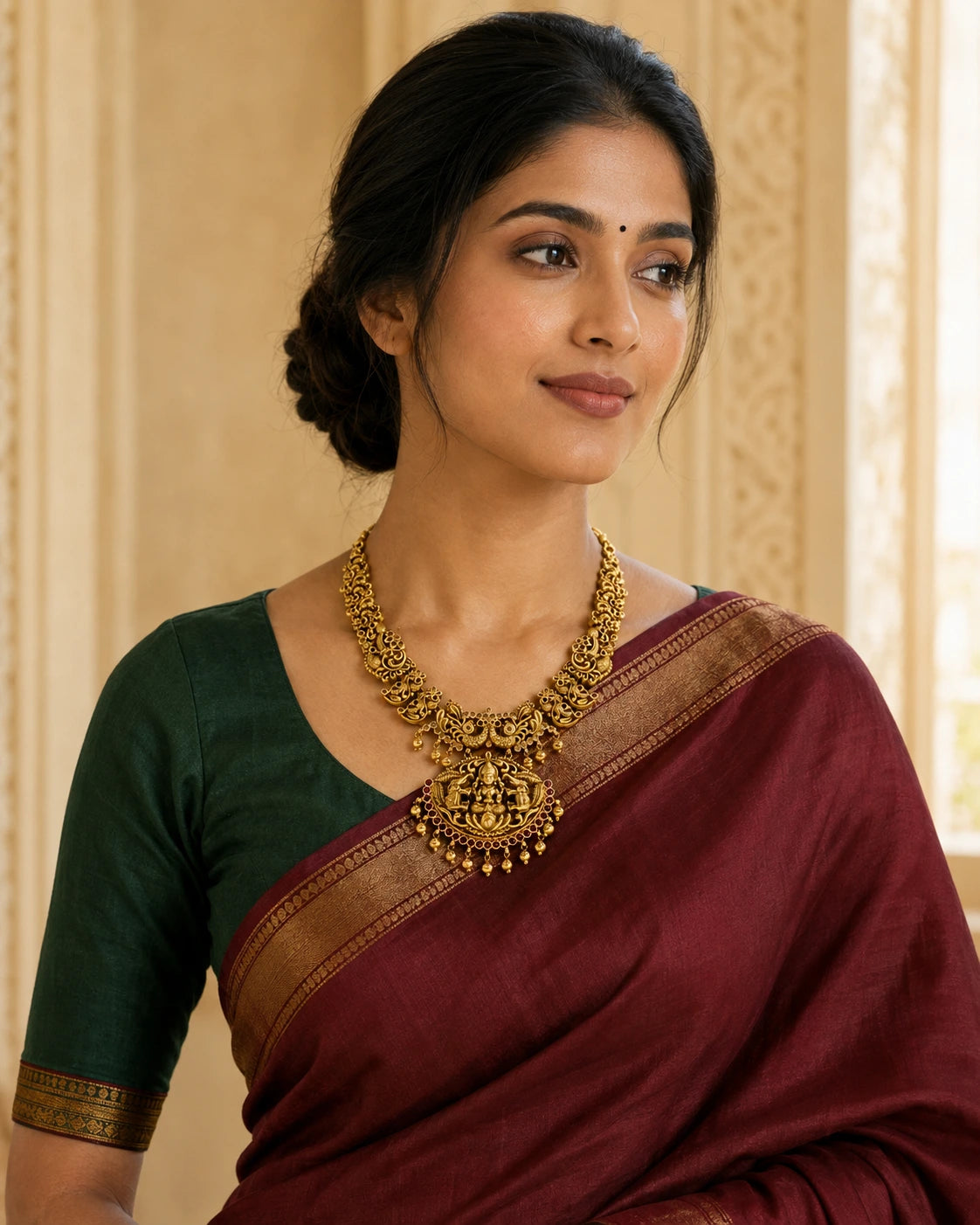 Golden Goddess Temple Necklace