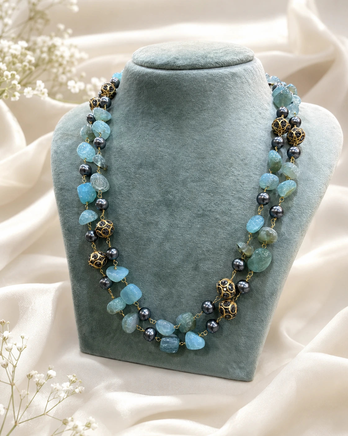 Violet Pearl Double Layer Necklace