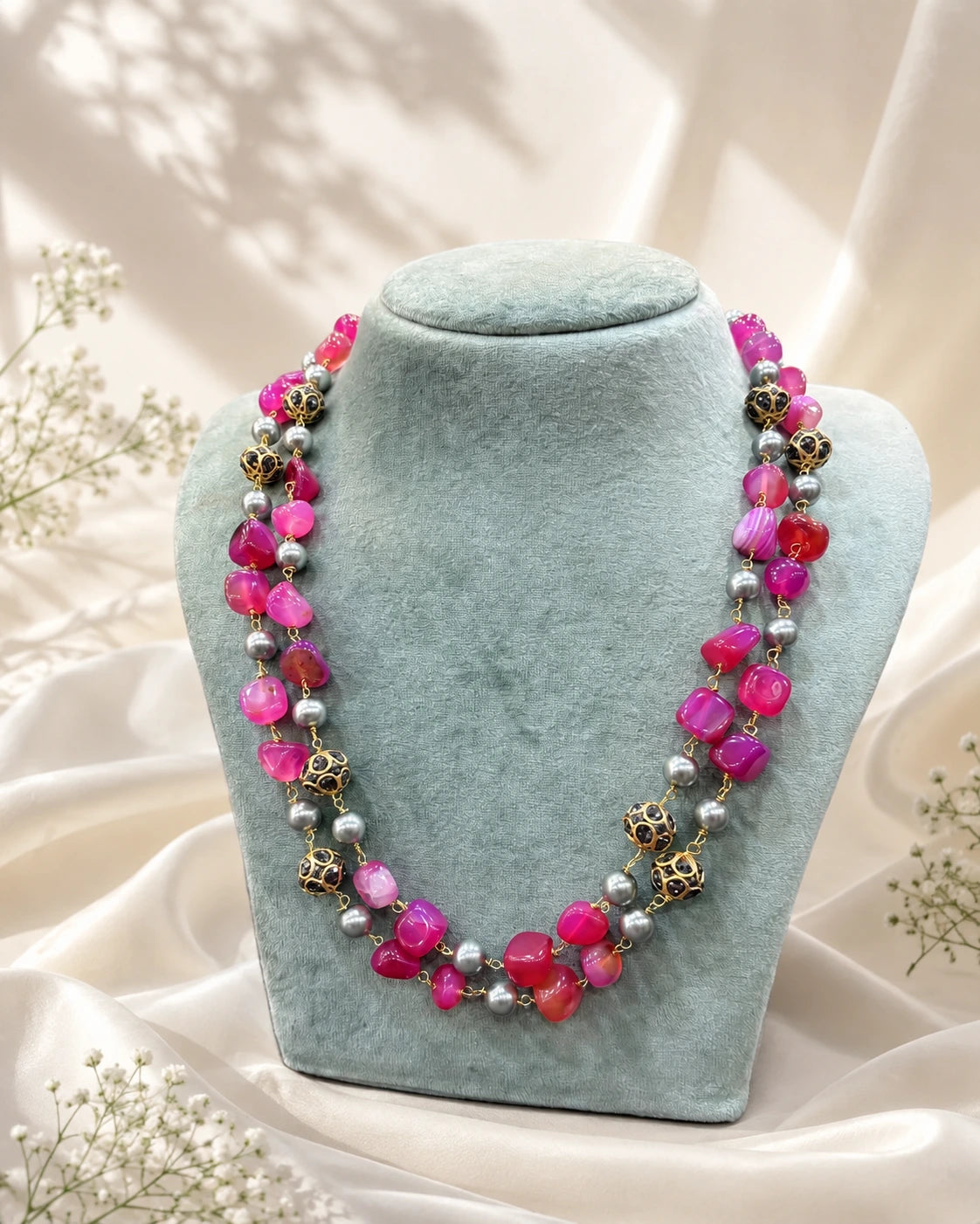 Violet Pearl Double Layer Necklace