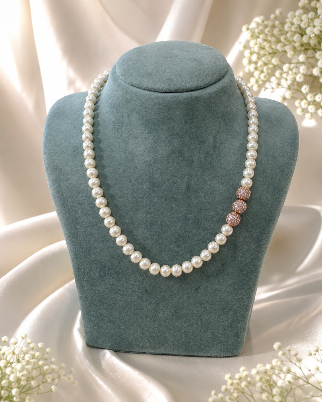 Pearl CZ Accent Necklace