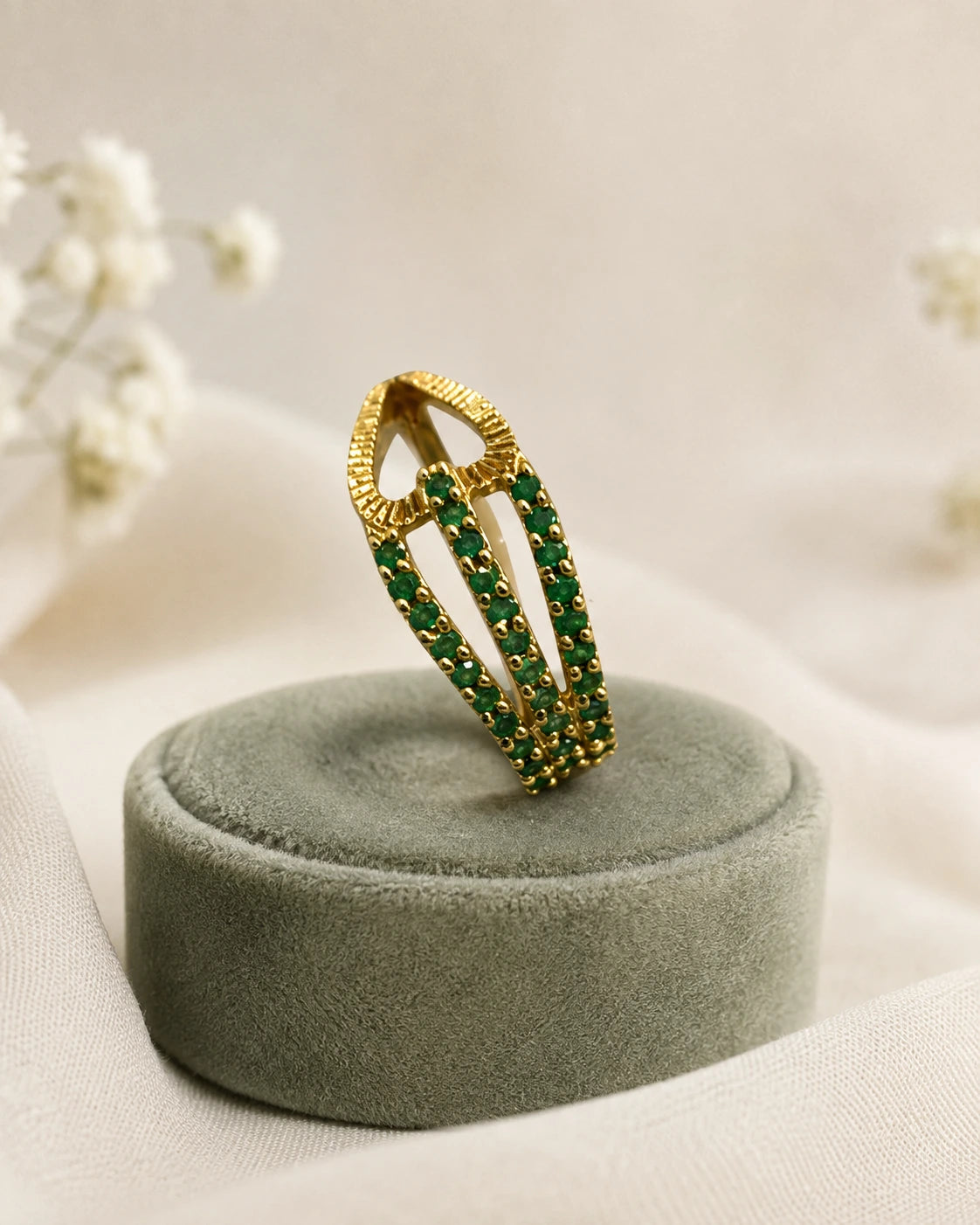 Green Stone Layered Ring