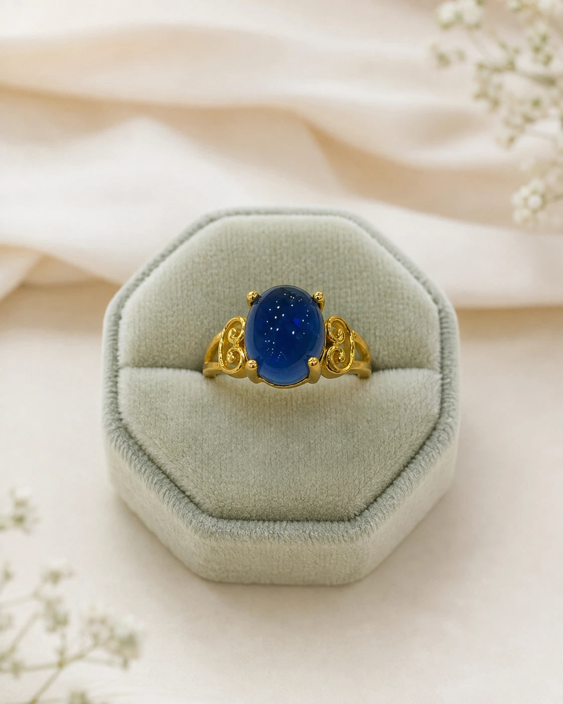 Royal Blue Oval Stone Ring