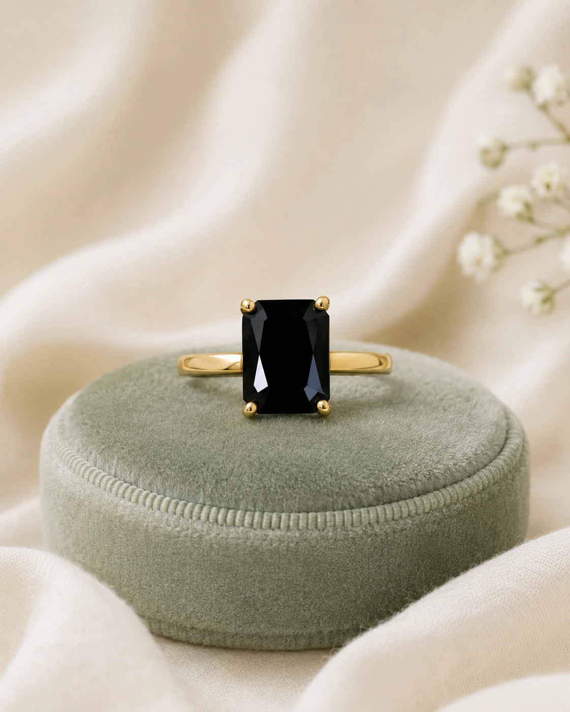 Black Emerald Cut Statement Ring