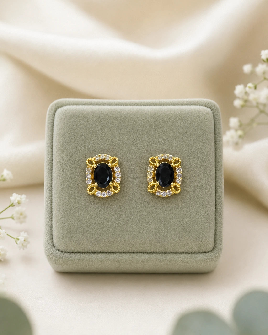 Pink Oval Stone Stud Earrings