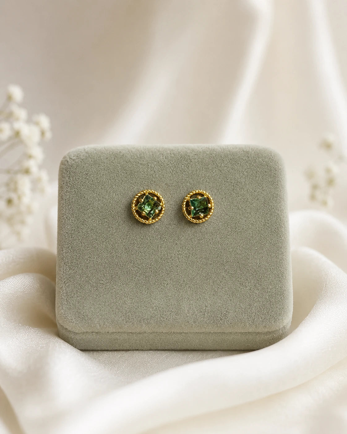 Purple Oval Stone Stud Earrings