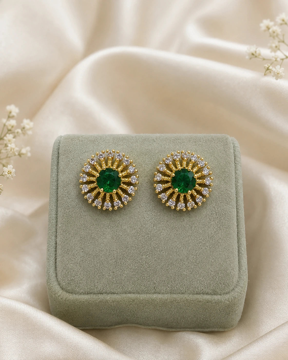 Radiant White Stone Studs
