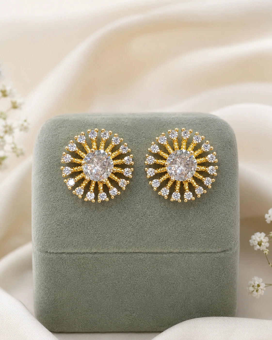 Radiant White Stone Studs