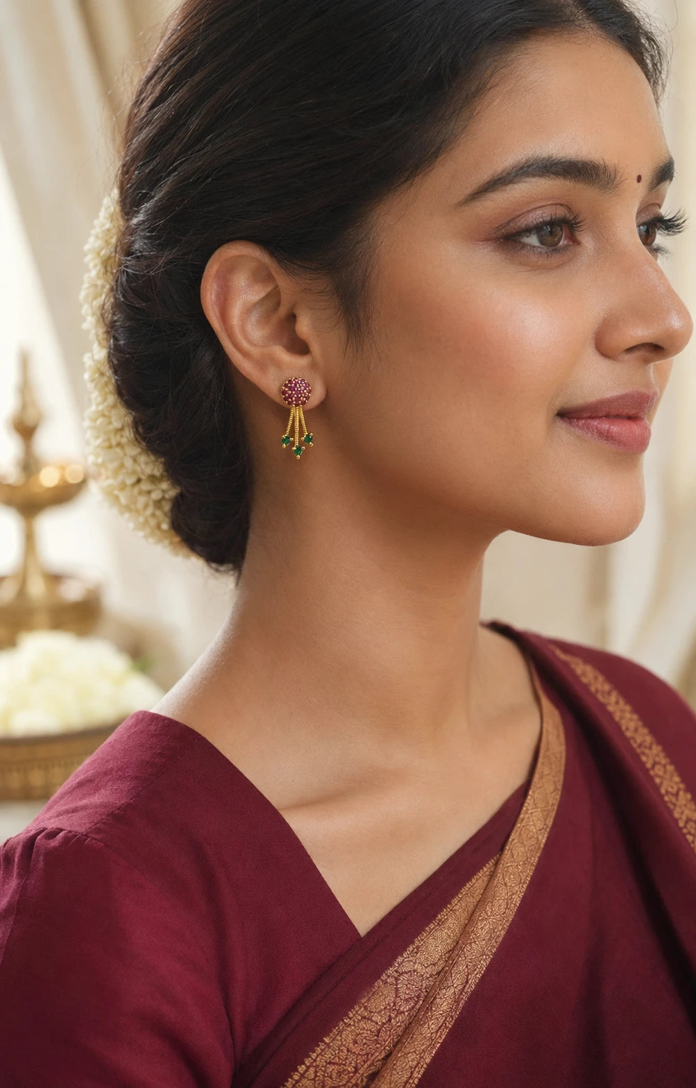 Ruby Green Tassel Earrings