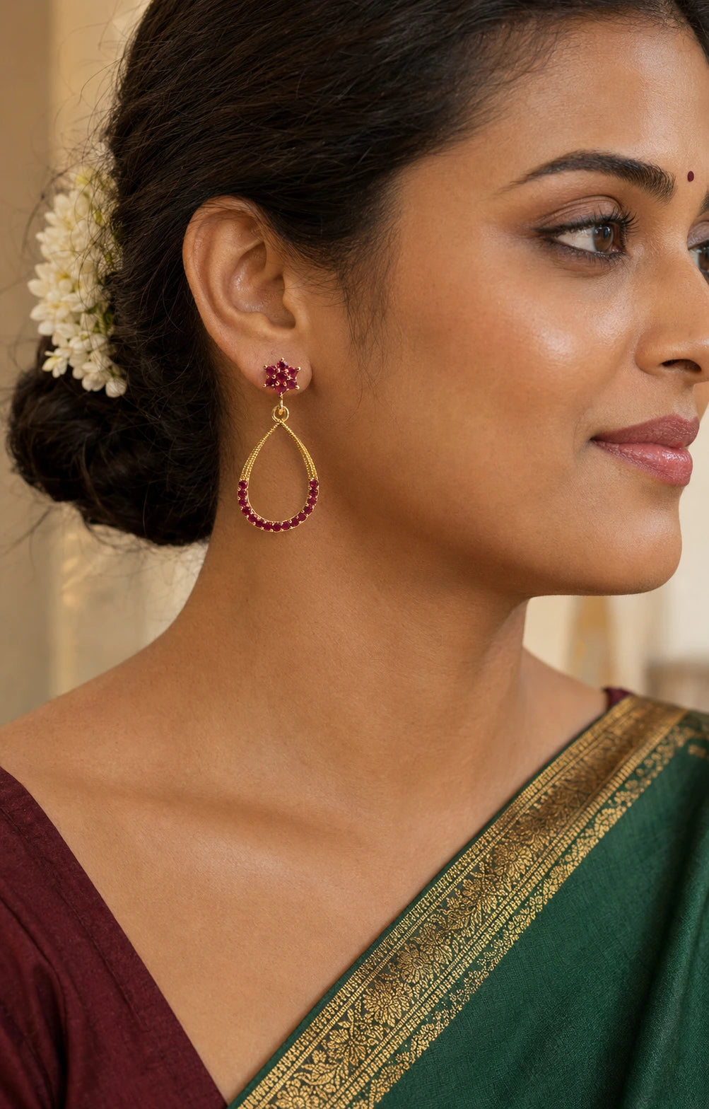 Ruby Red Teardrop Earrings