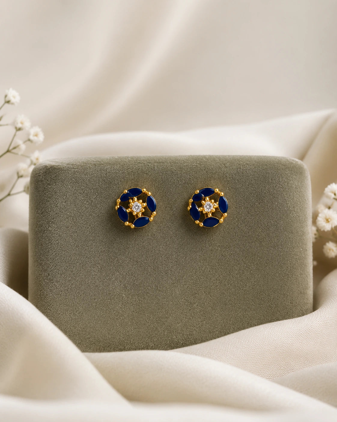 Emerald Floral Stud Earrings