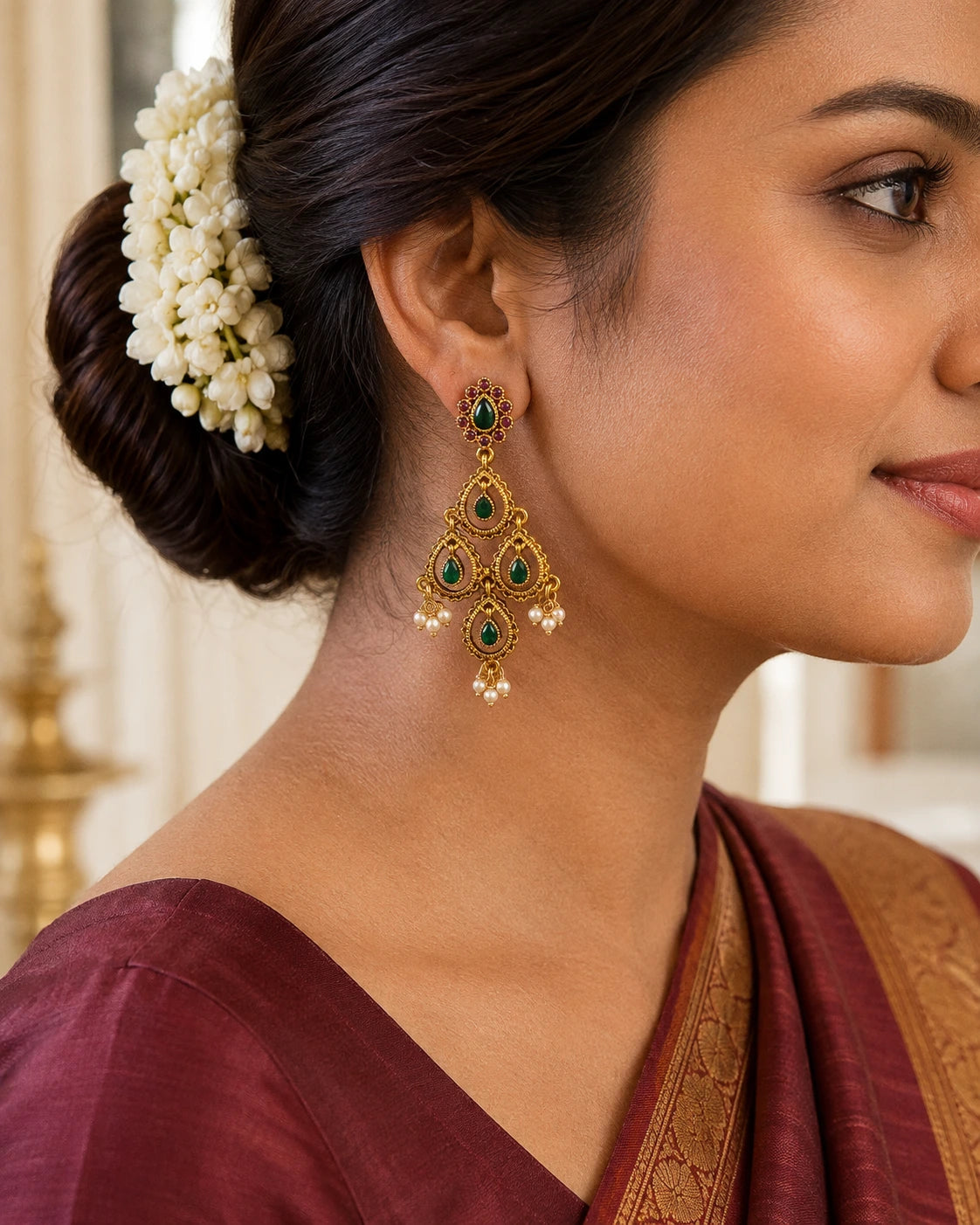Emerald Teardrop Chandelier Earrings