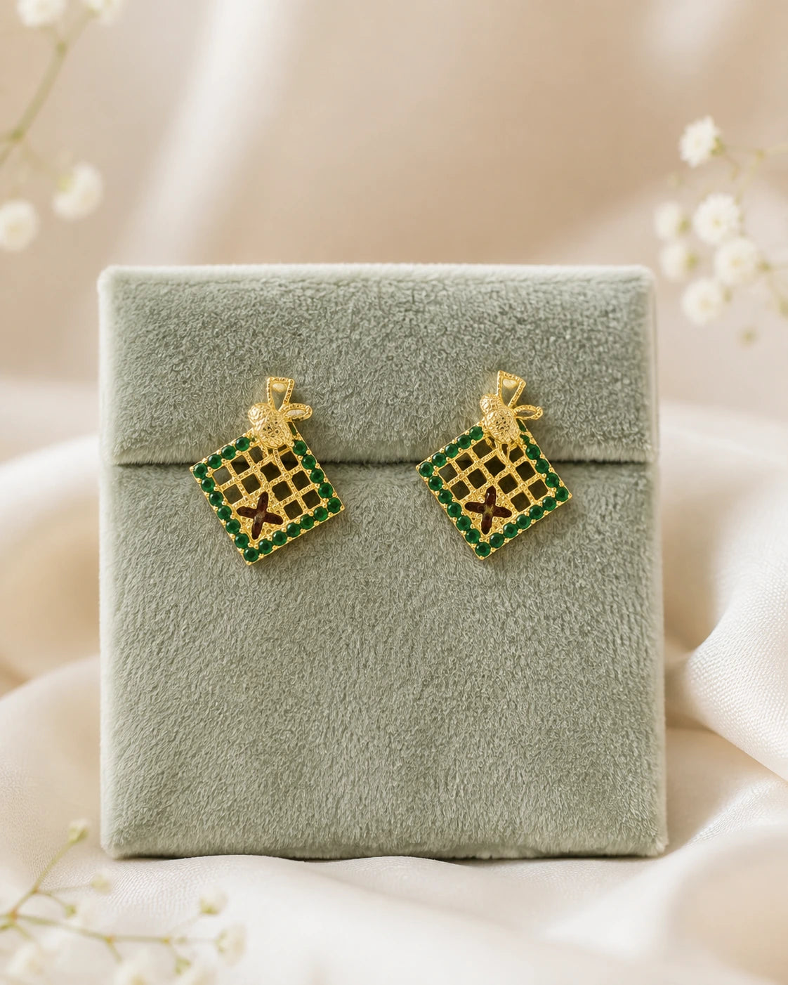 Golden Floral Diamond Earrings