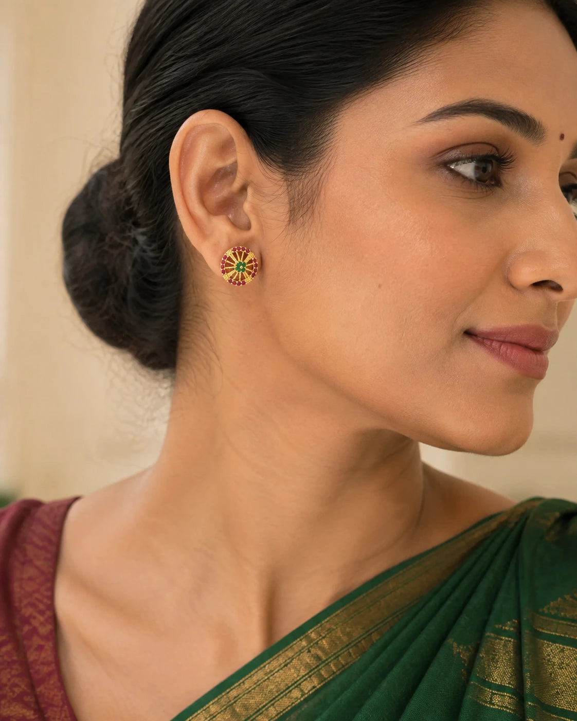 Ruby Green Sunburst Earrings