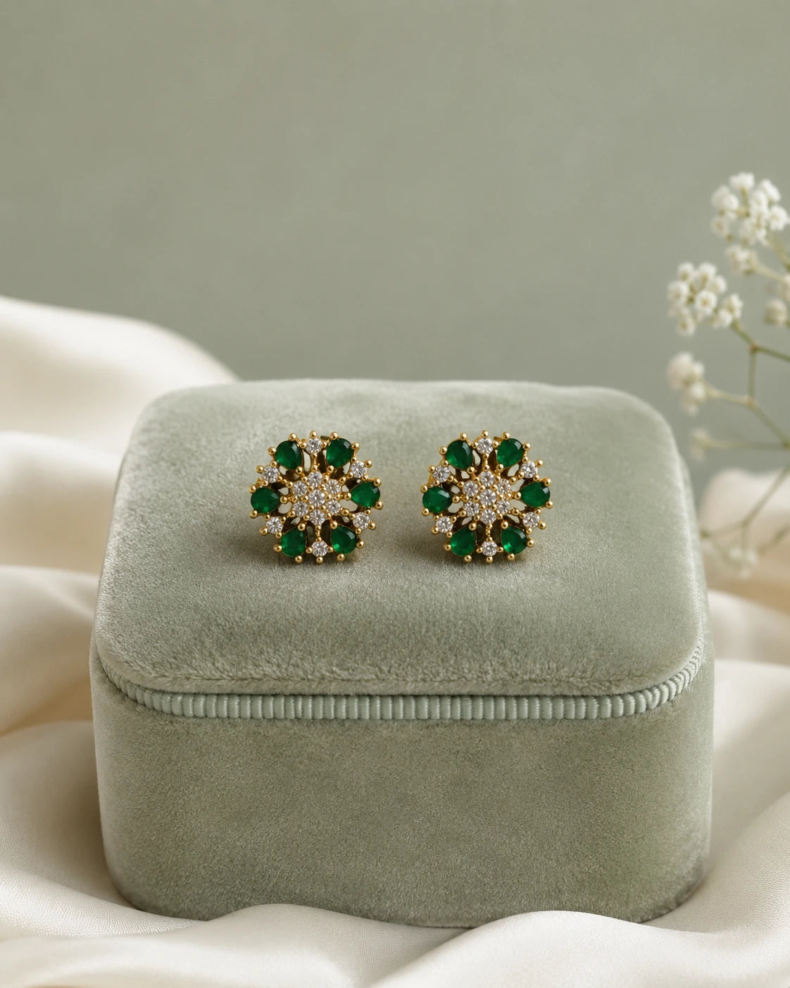 Black Floral Cluster Earrings