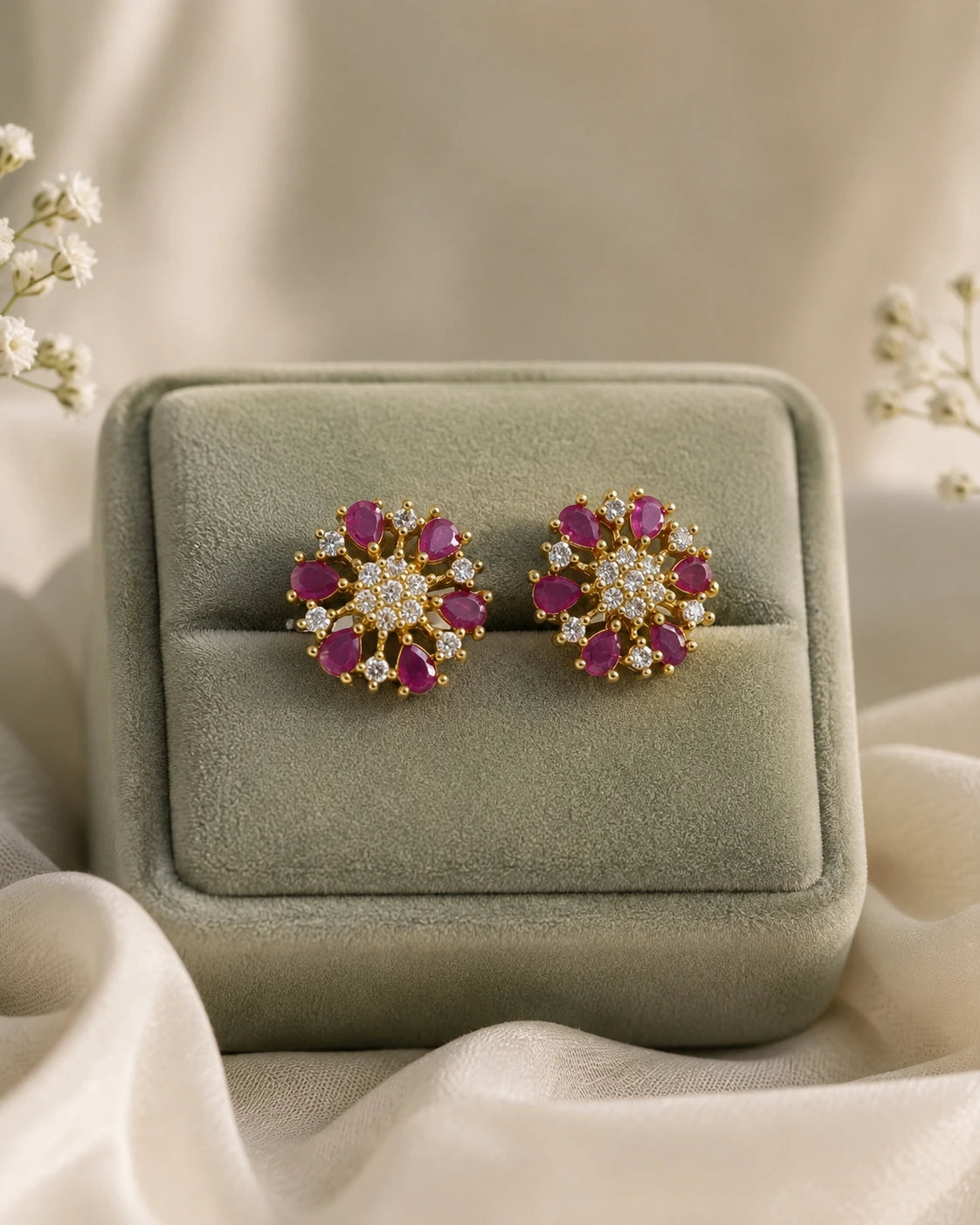 Black Floral Cluster Earrings