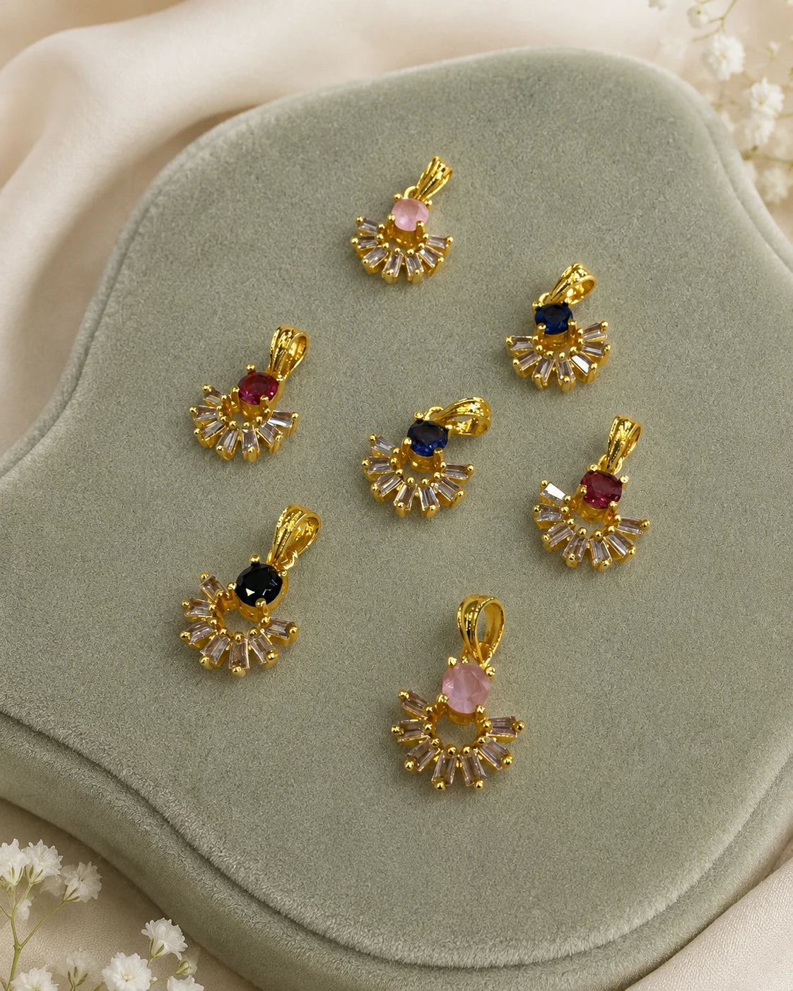 Golden Fan Stone Pendant
