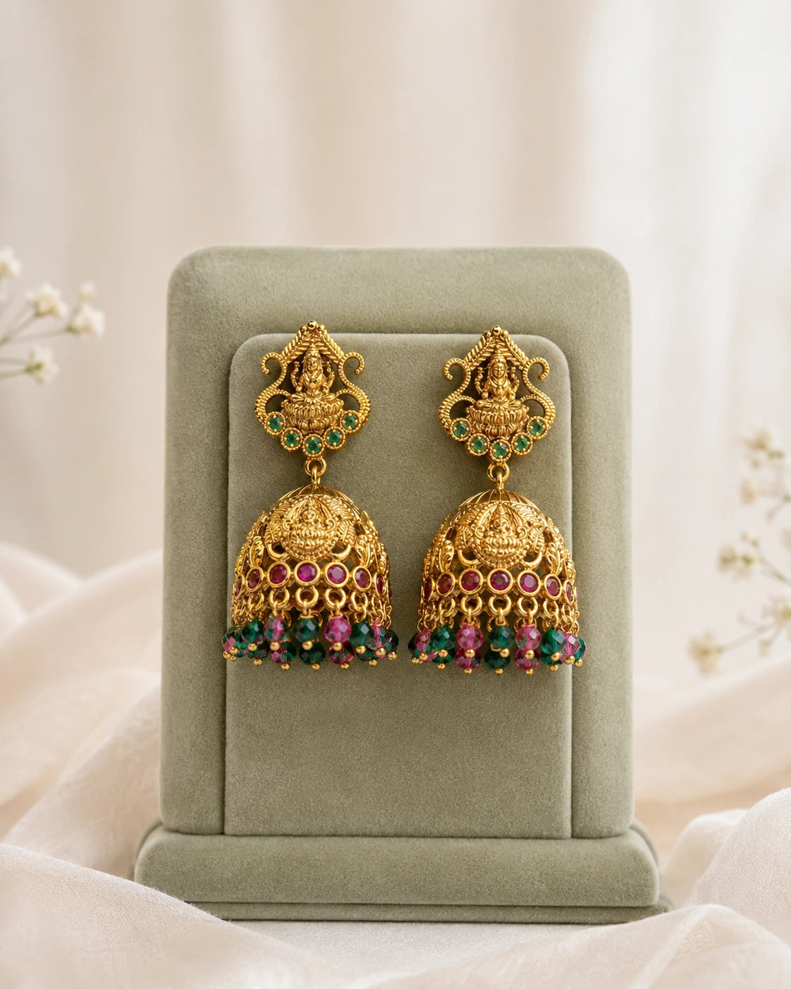 Temple Motif Jhumka Earrings