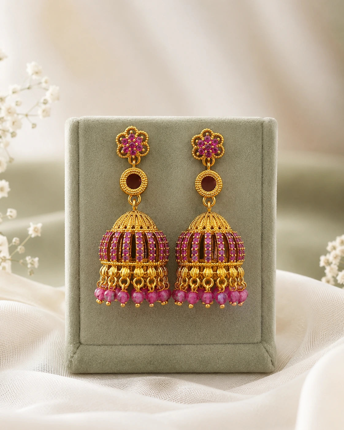 Multicolour Floral Jhumka Drop Earrings