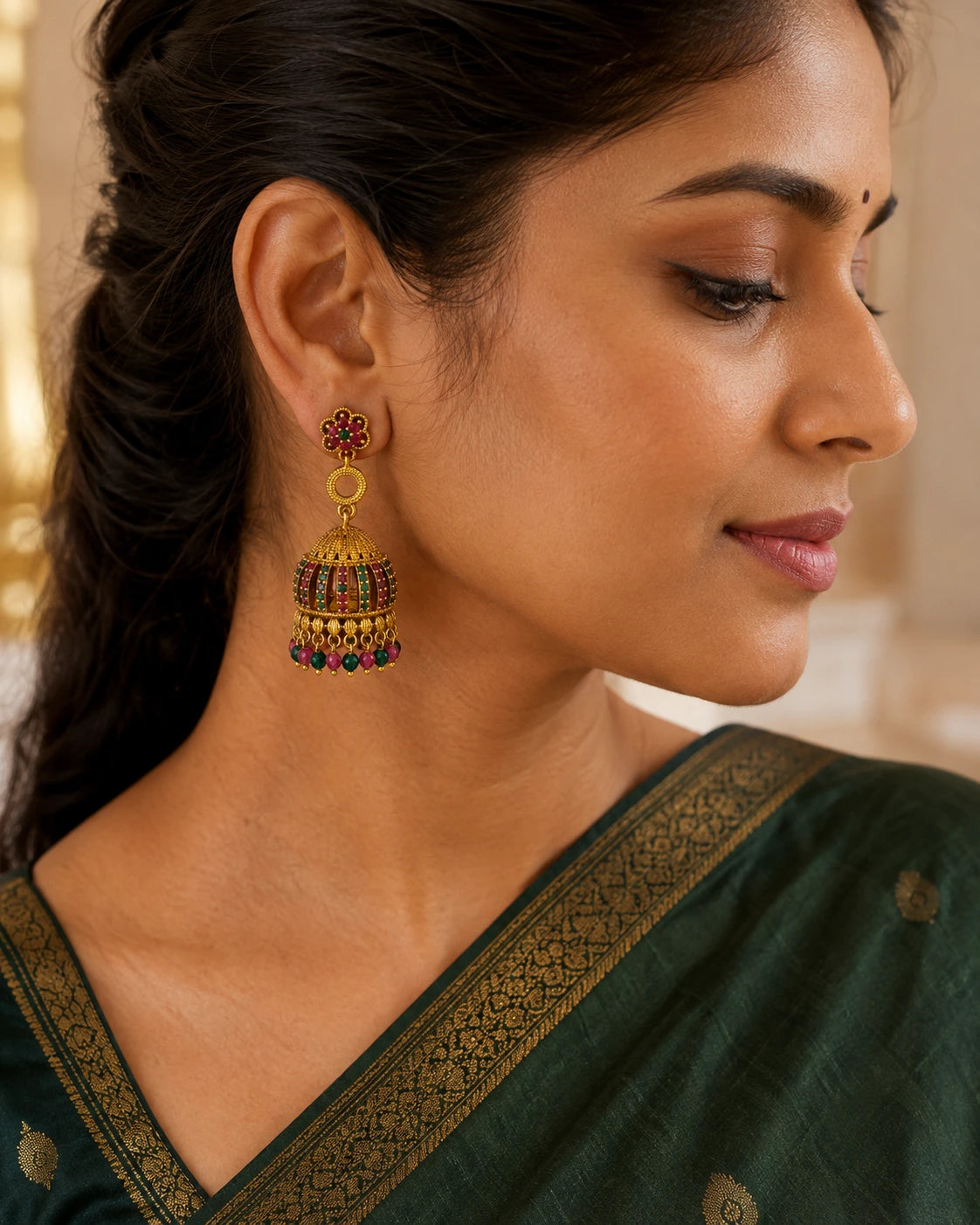 Multicolour Floral Jhumka Drop Earrings