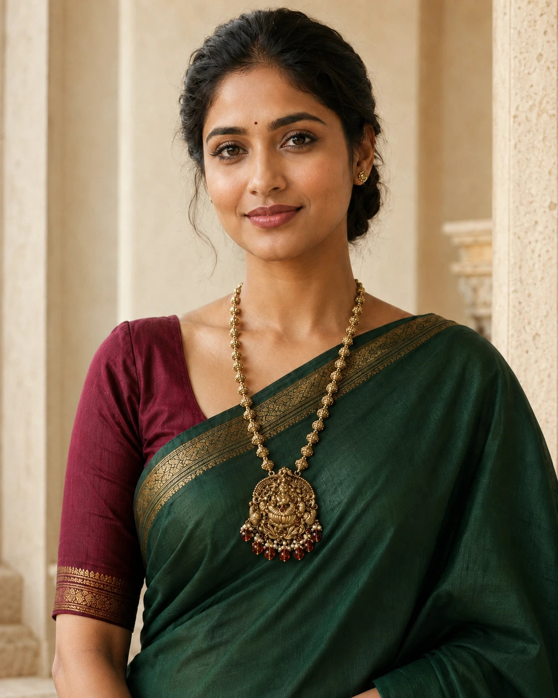 Lakshmi Temple Pendant Necklace